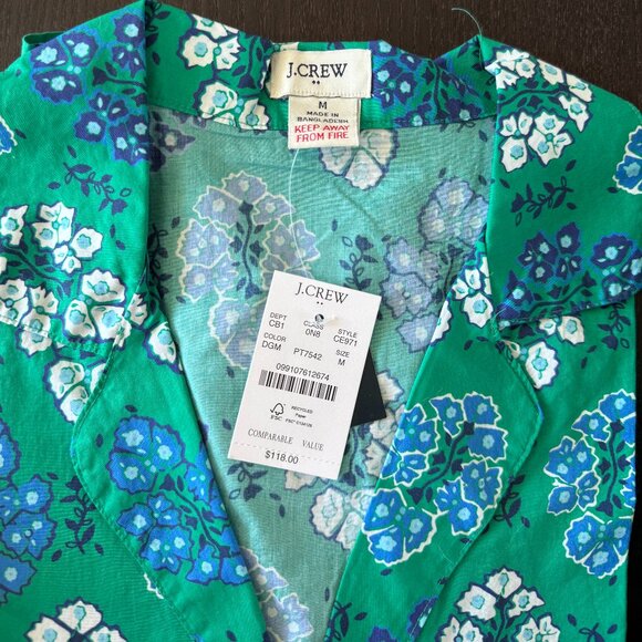 NWT J.Crew Short-Sleeve Two-Piece Cotton Pajama Pant Set | Women’s Size L - Picture 2 of 5